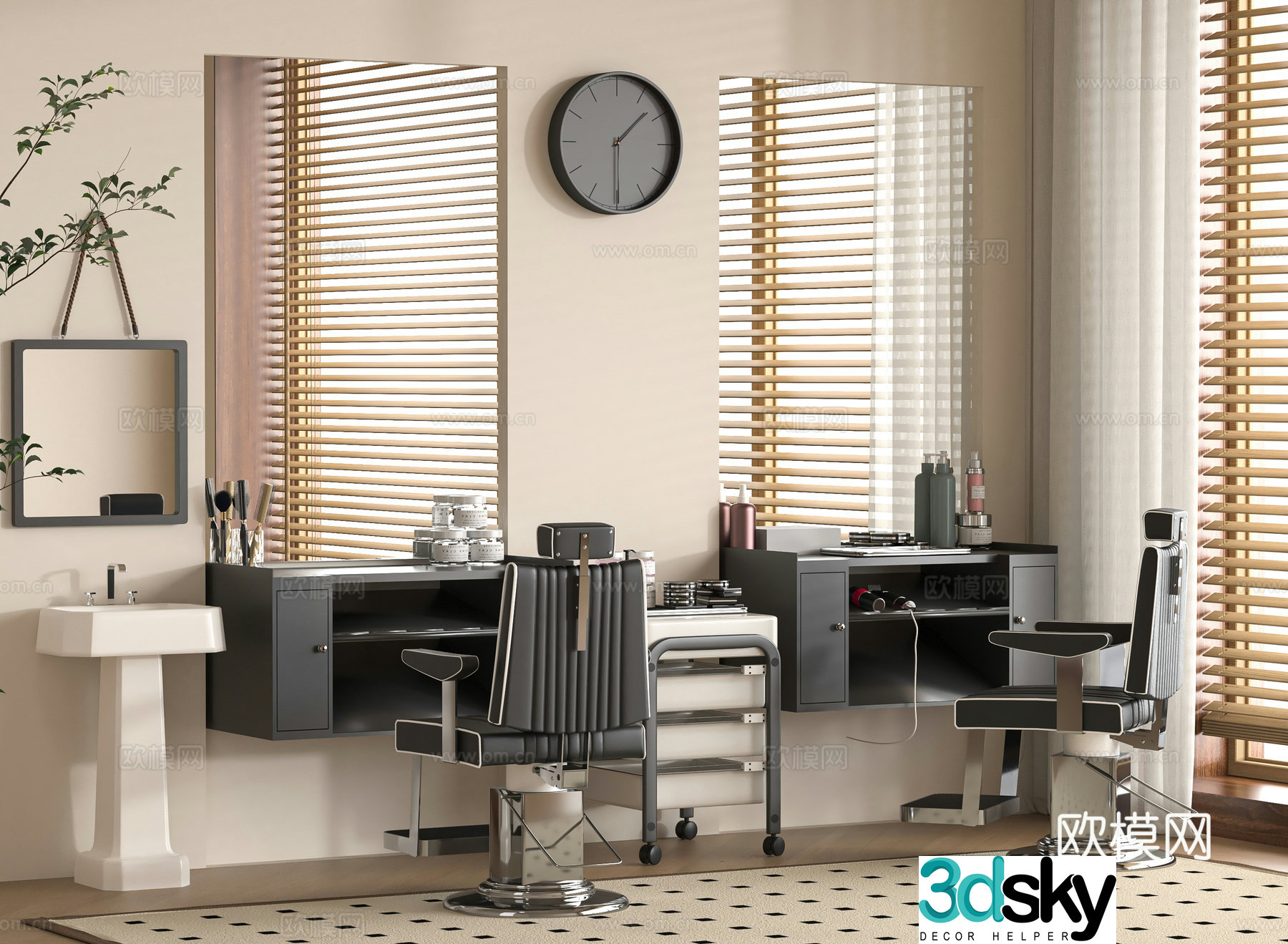Modern barber shop 3d model