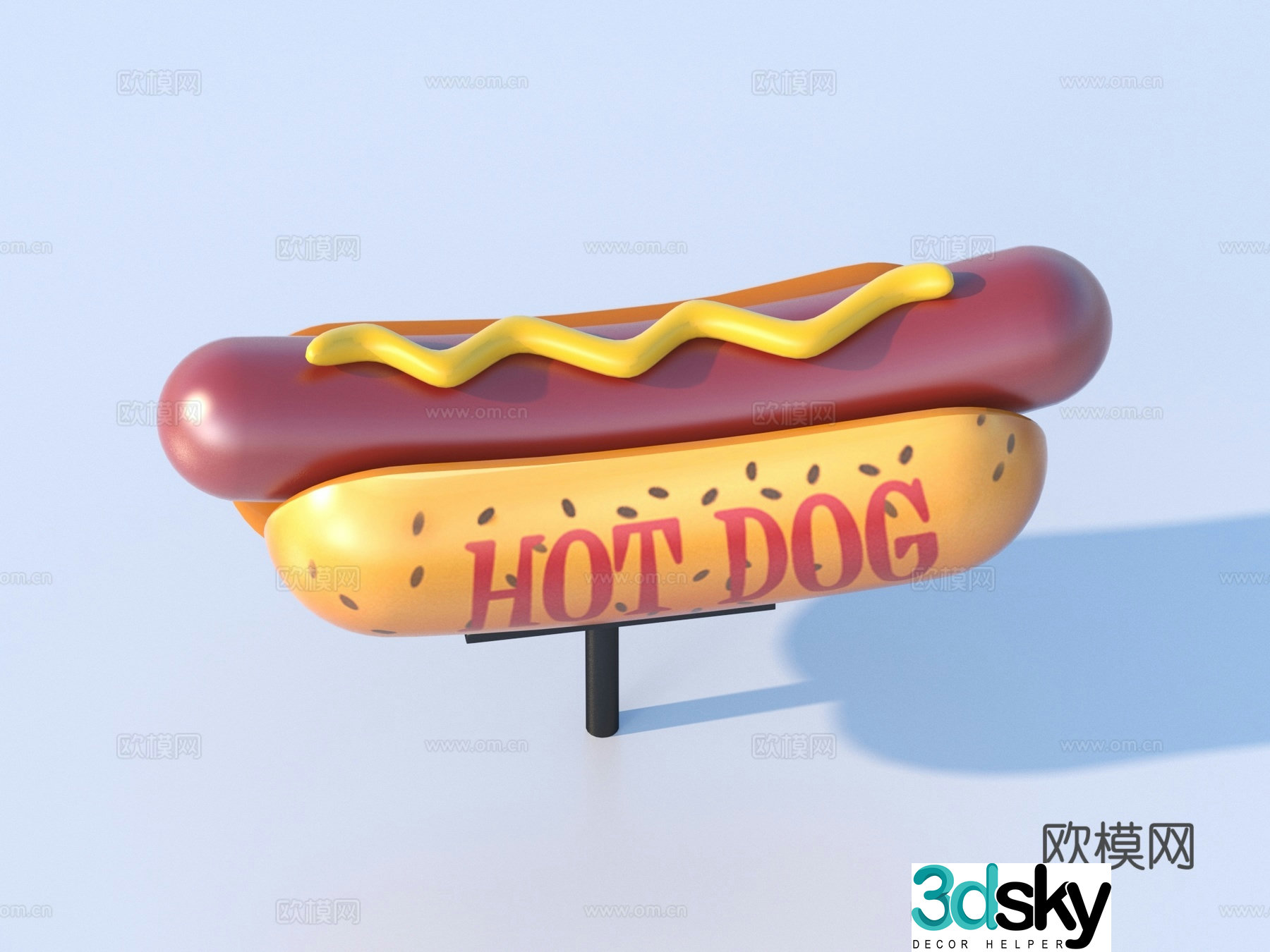 Cartoon Food Hot Dog 3d Model