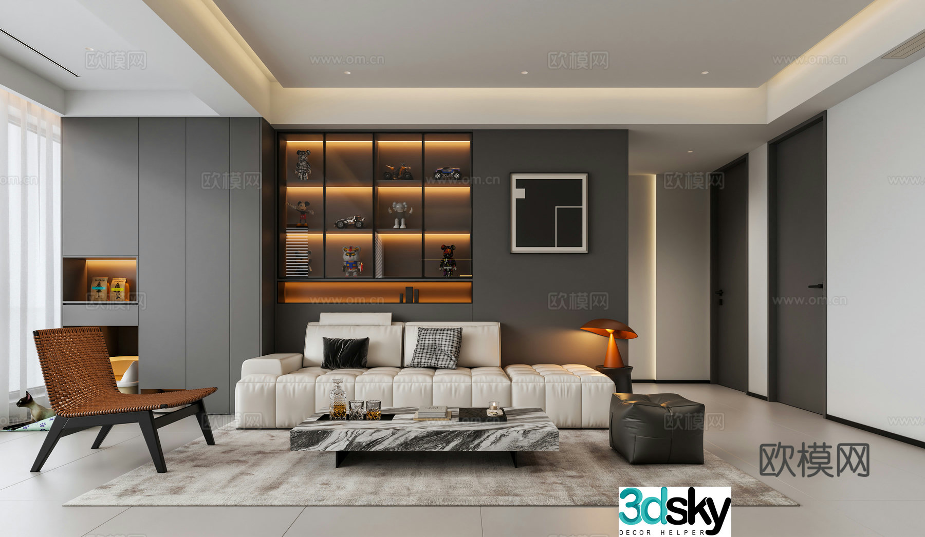 Italian minimalist home living room 3D model