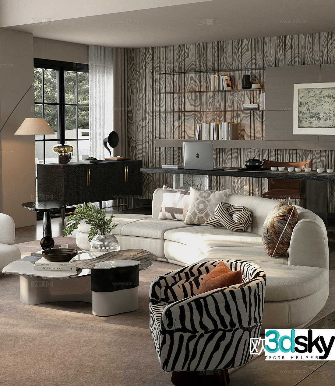 Modern home living room Haipaifeng living room sofa and coffee table combination horizontal living room black and white and gray living room 3D model
