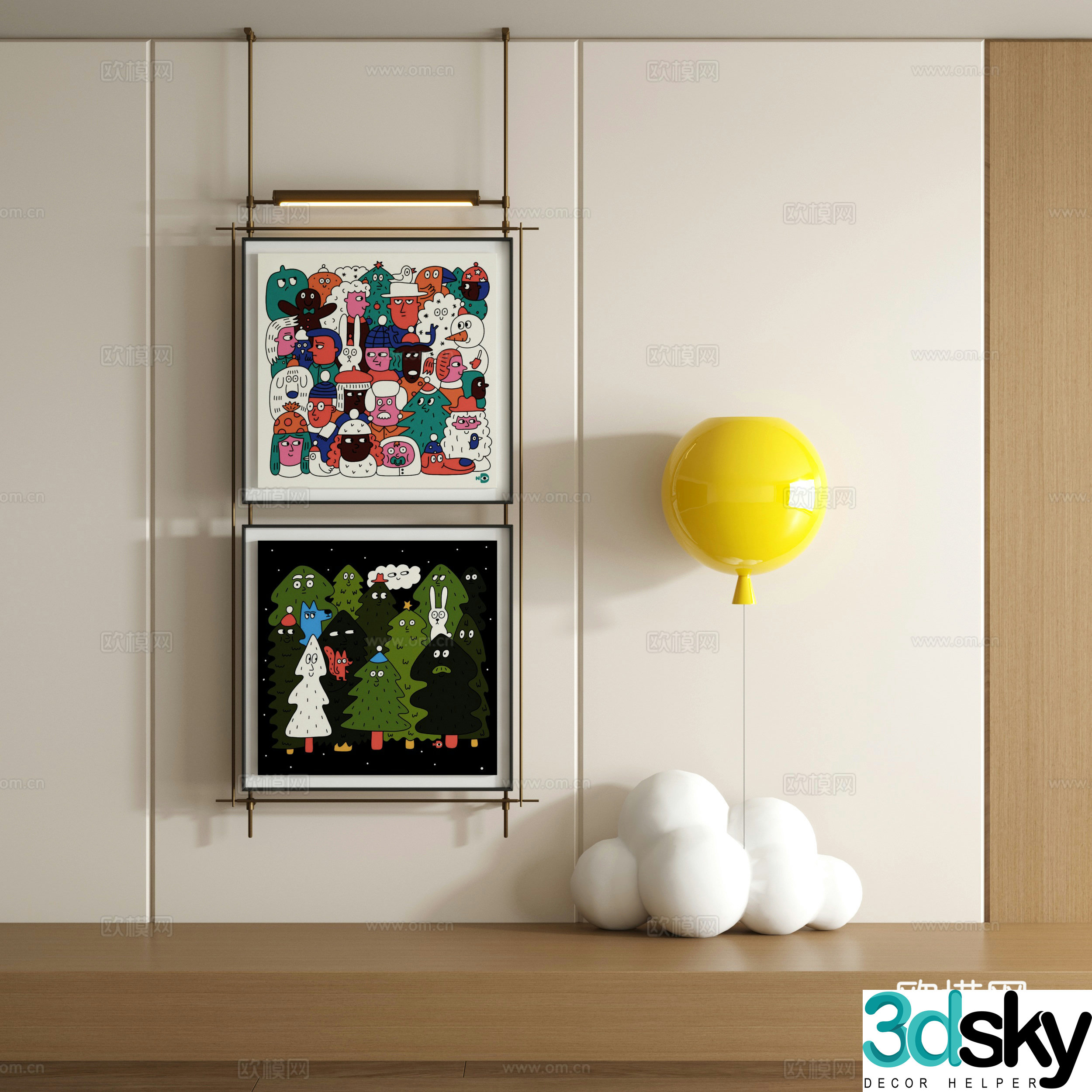 Modern graffiti decorative painting 3d model