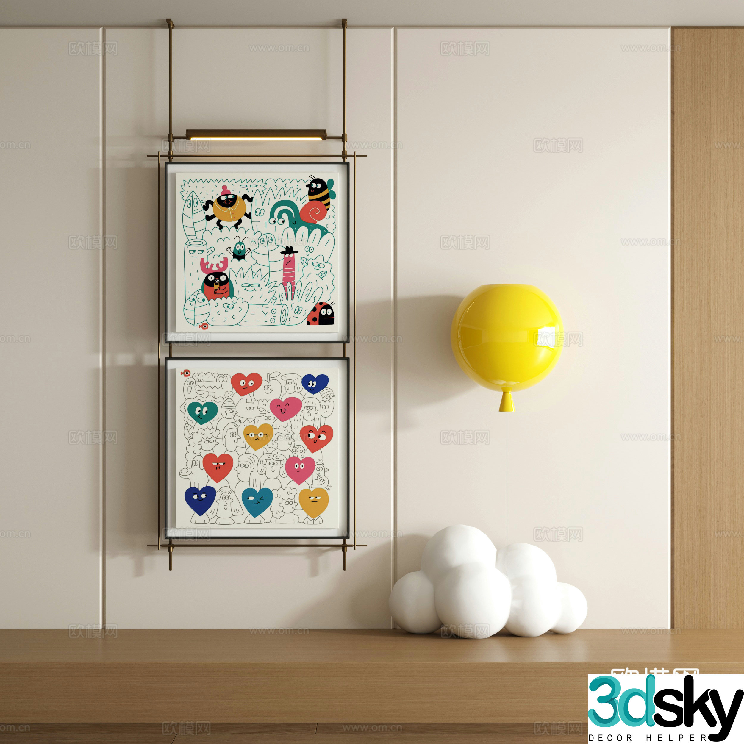 Modern graffiti decorative painting 3d model