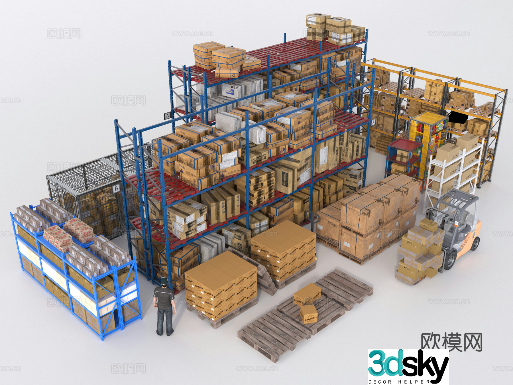 Warehouse cargo shelves 3d model