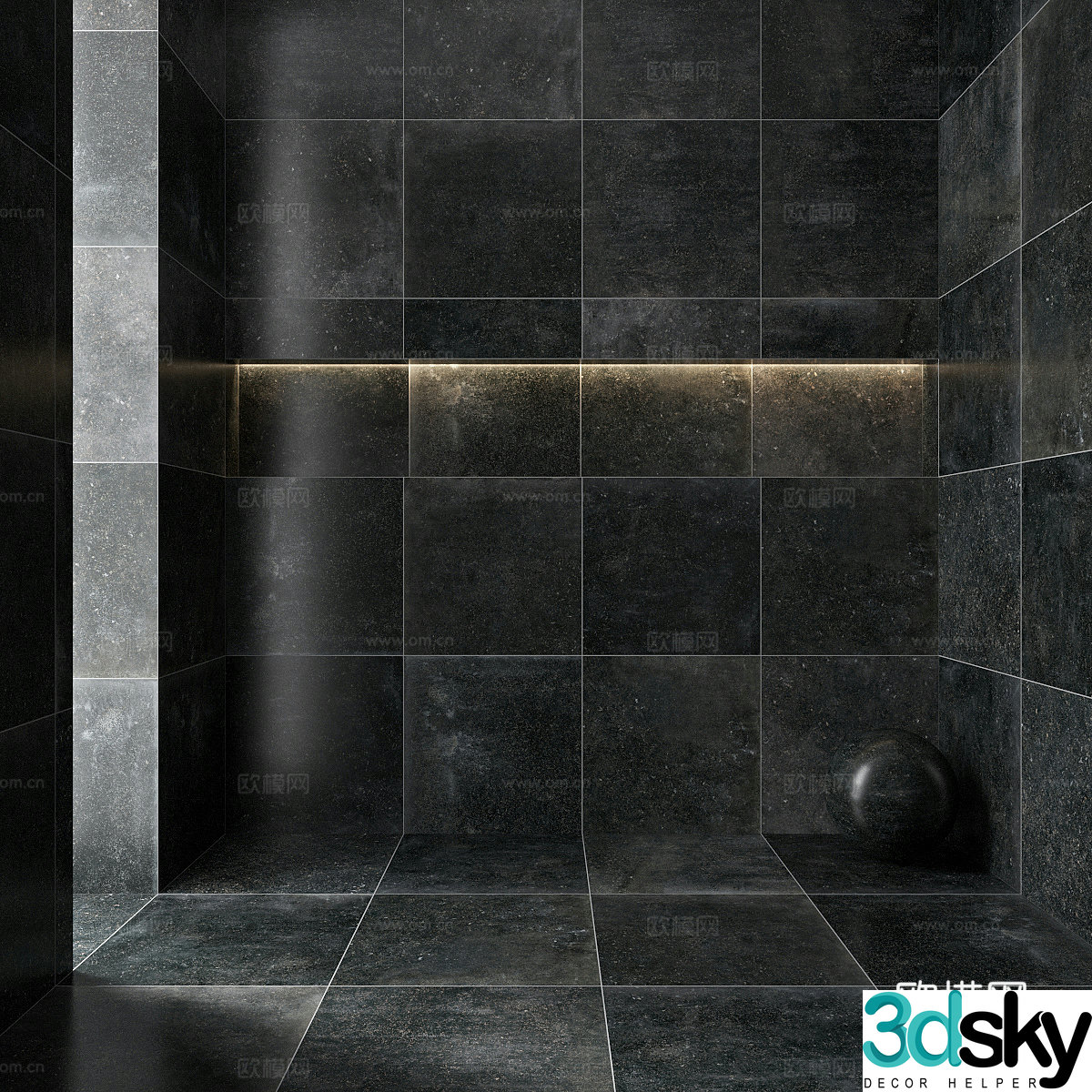 Modern dark style ceramic tiles Antique tiles Soft light tiles 3d model