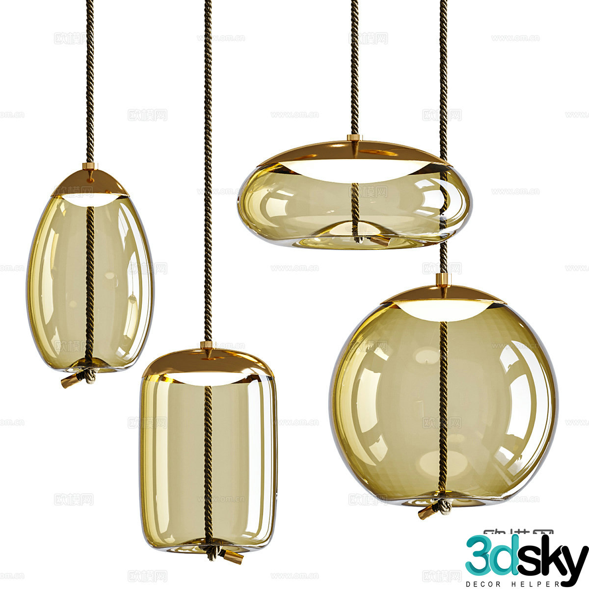 Modern light luxury spherical glass decorative chandelier 3d model