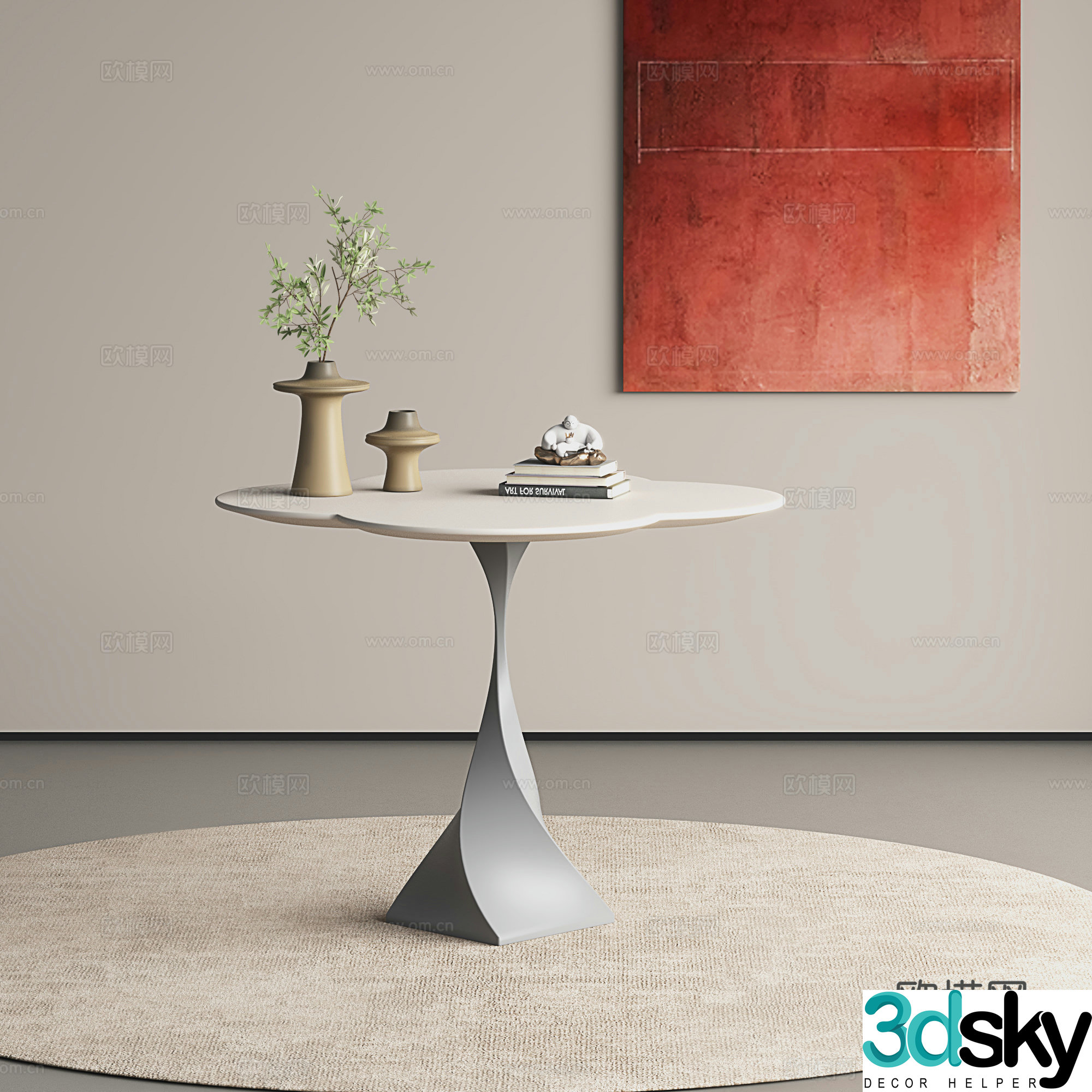 Modern dining table Simple dining table Creamy dining table Negotiation table 3D model