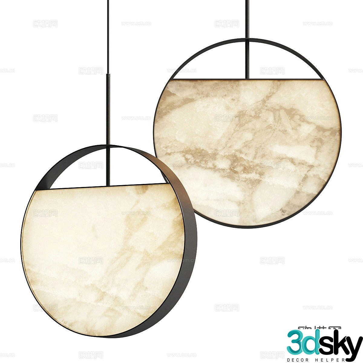 New Chinese style light luxury Cantori Luna decorative chandelier 3d model