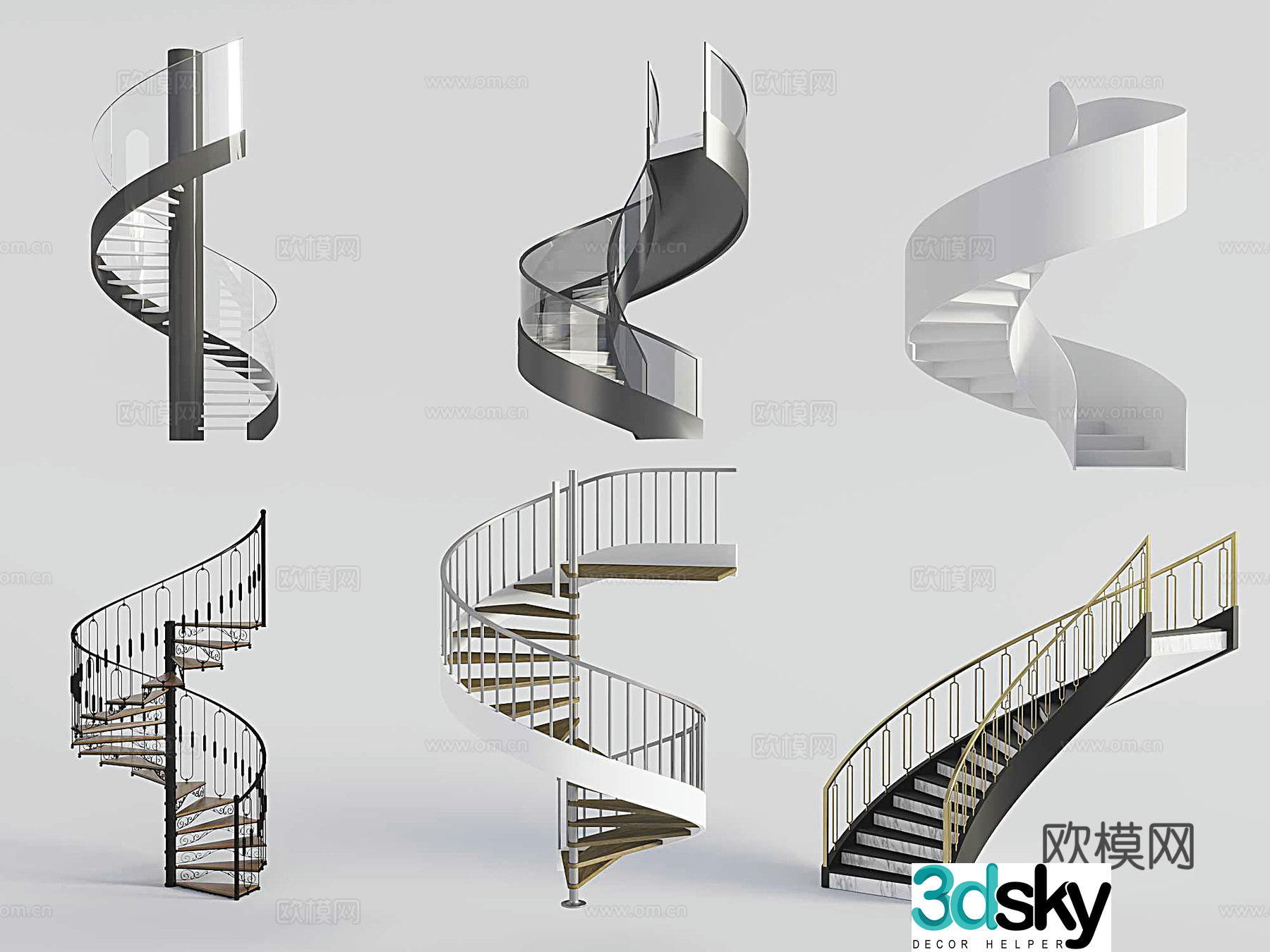 Suspended staircase arc staircase spiral staircase glass staircase iron staircase 3d model