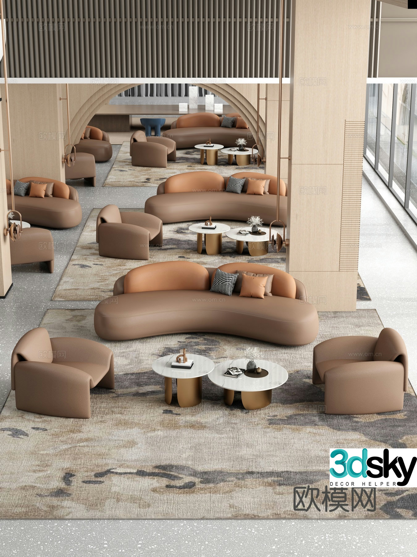 Lobby sofa combination Lobby sofa coffee table Casual sofa 3D model