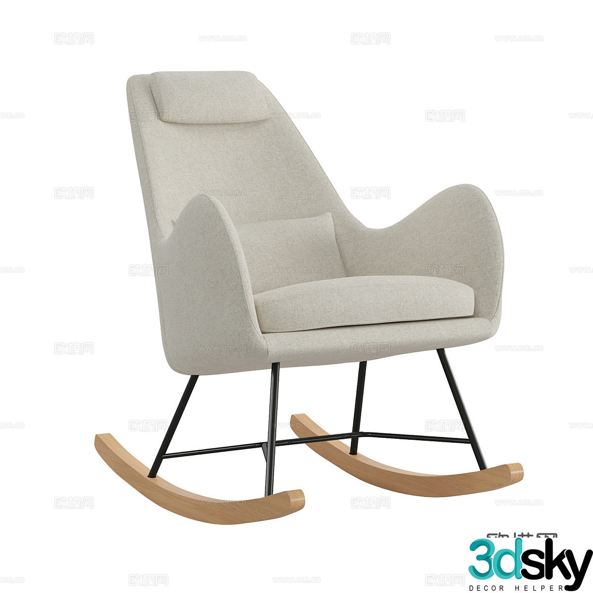 Modern Nordic Leset Duglas Rocking Chair 3D Model