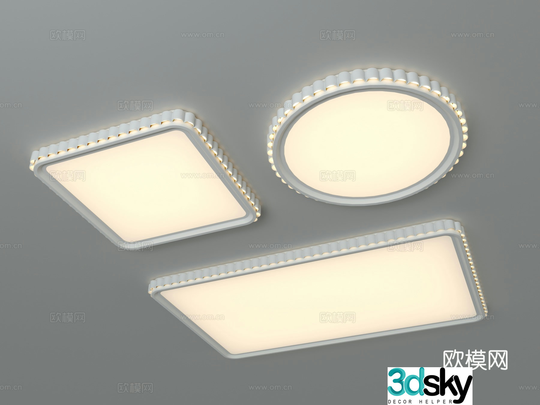 Modern simple ceiling light Living room and bedroom ceiling light Iron ceiling light Internet celebrity combination set ceiling 3D model
