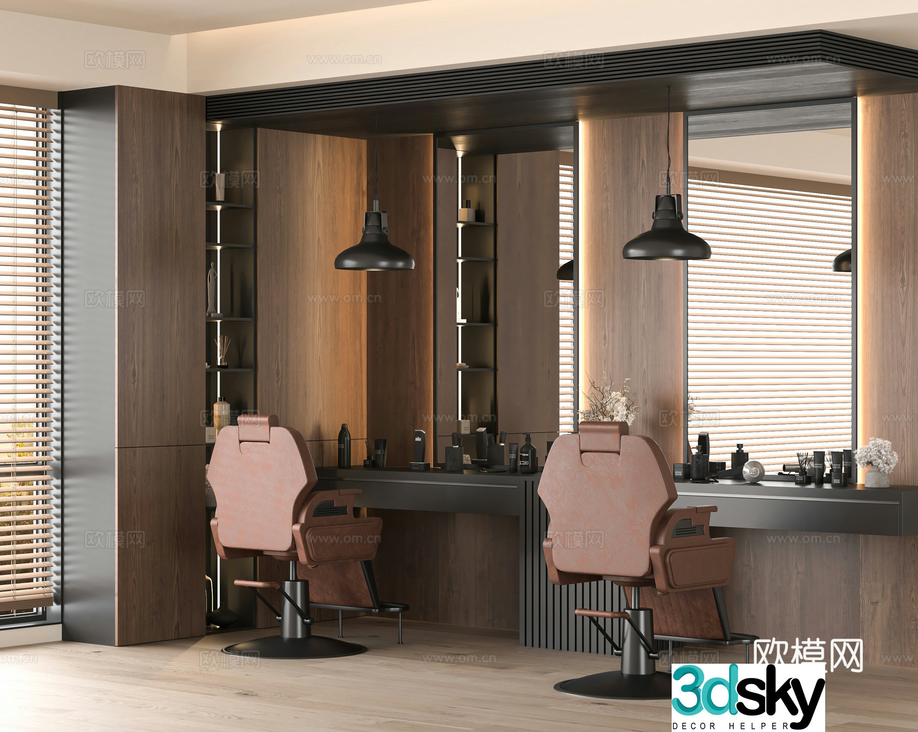 Modern barber shop 3d model