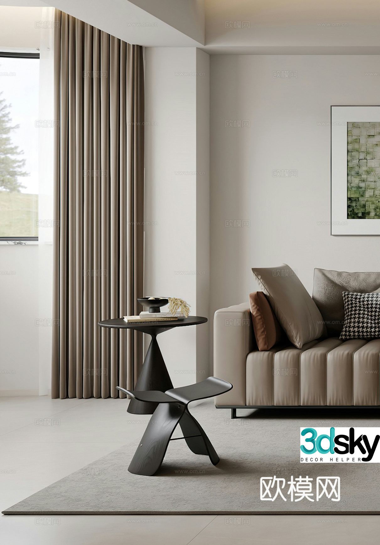 Modern stool leisure chair coffee table side table corner table simple Italian G6953d model