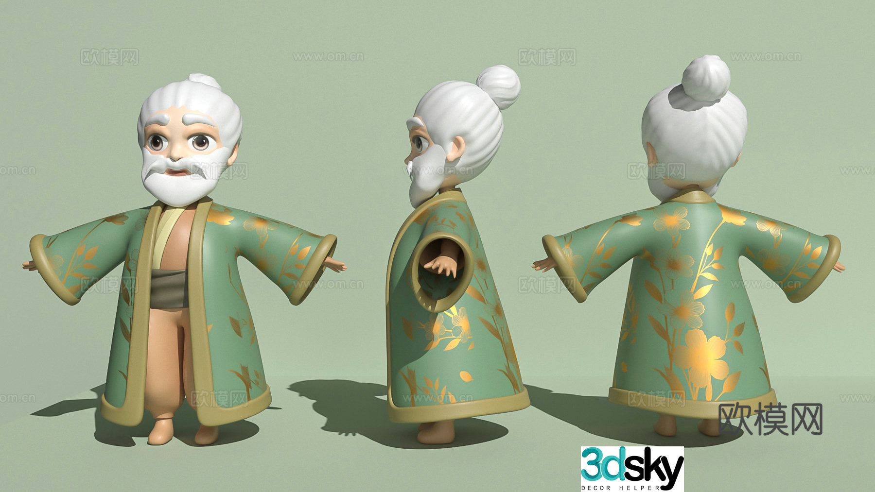ip ancient boy character ornaments doll game character old man 3d model