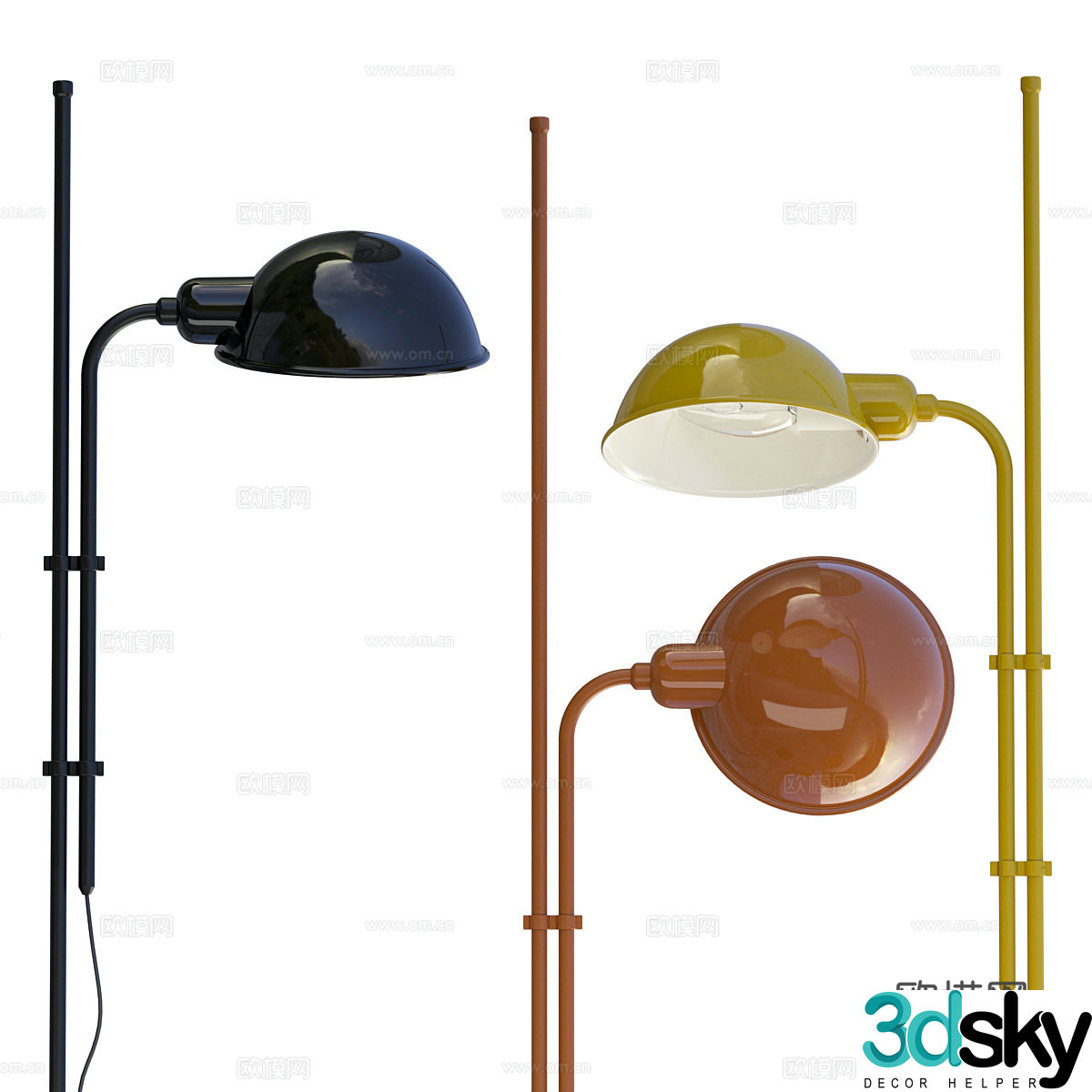 Modern creamy boom floor lamp 3d model