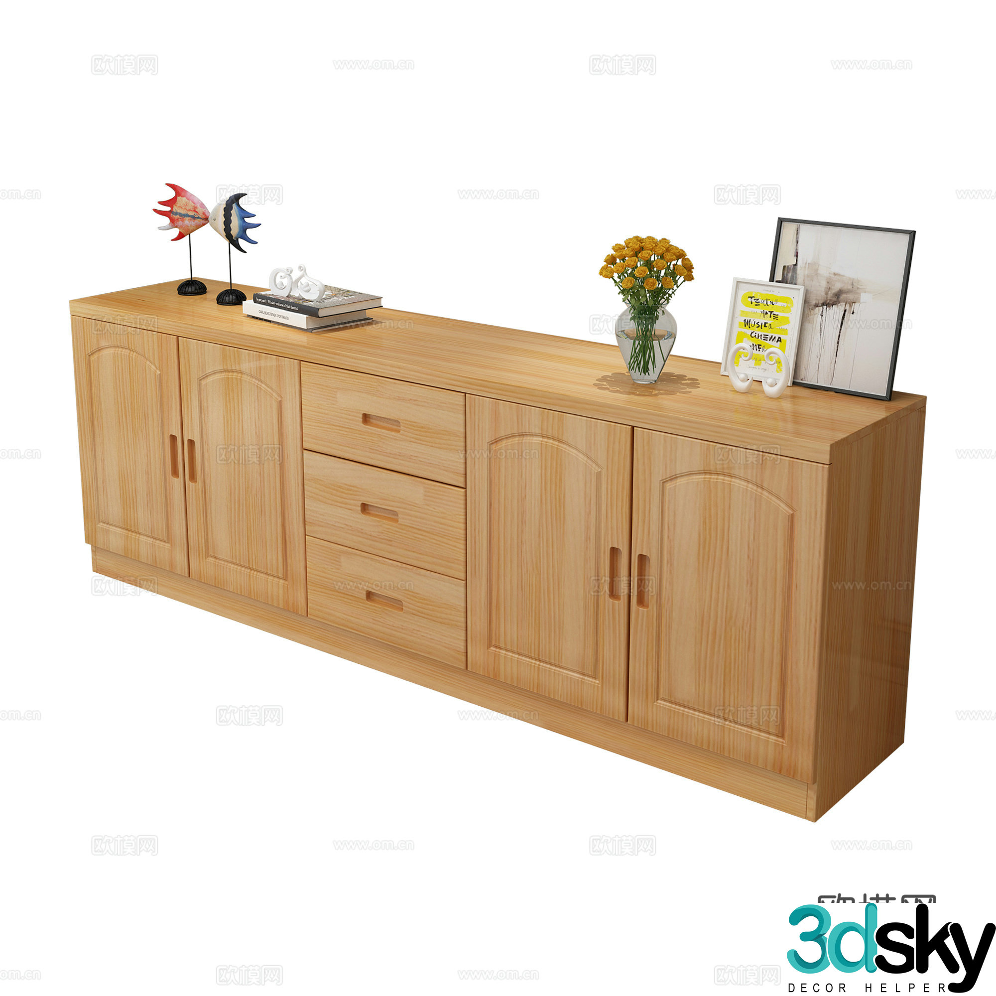 Modern solid wood TV cabinet 3d model