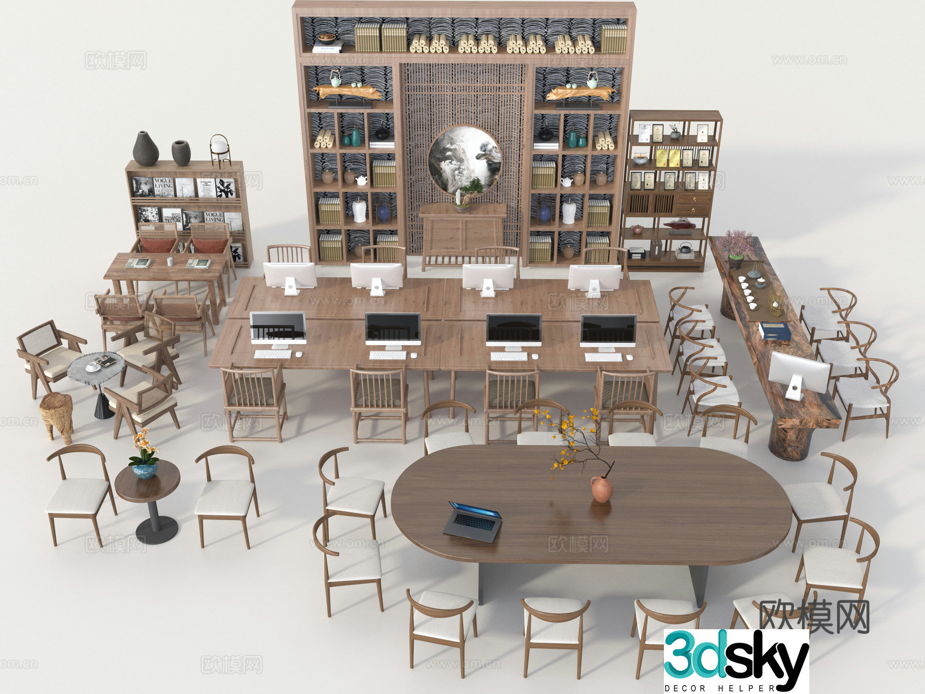 Office desk and chair combination 3D model