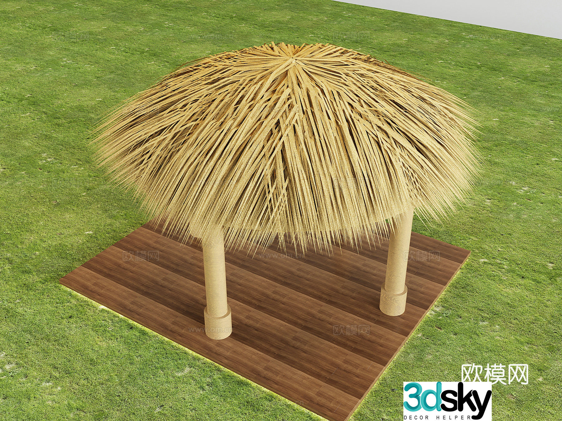 New Chinese thatched shed pavilion thatched landscape pavilion sunshade pavilion 3D model
