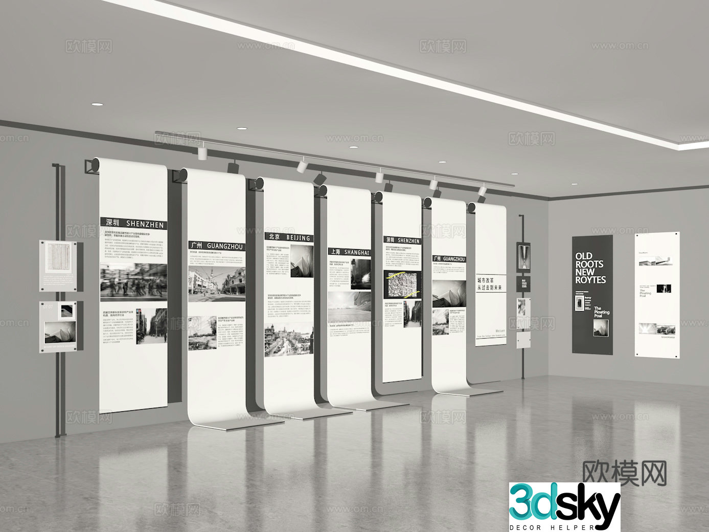 Exhibition hall cultural wall 3d model