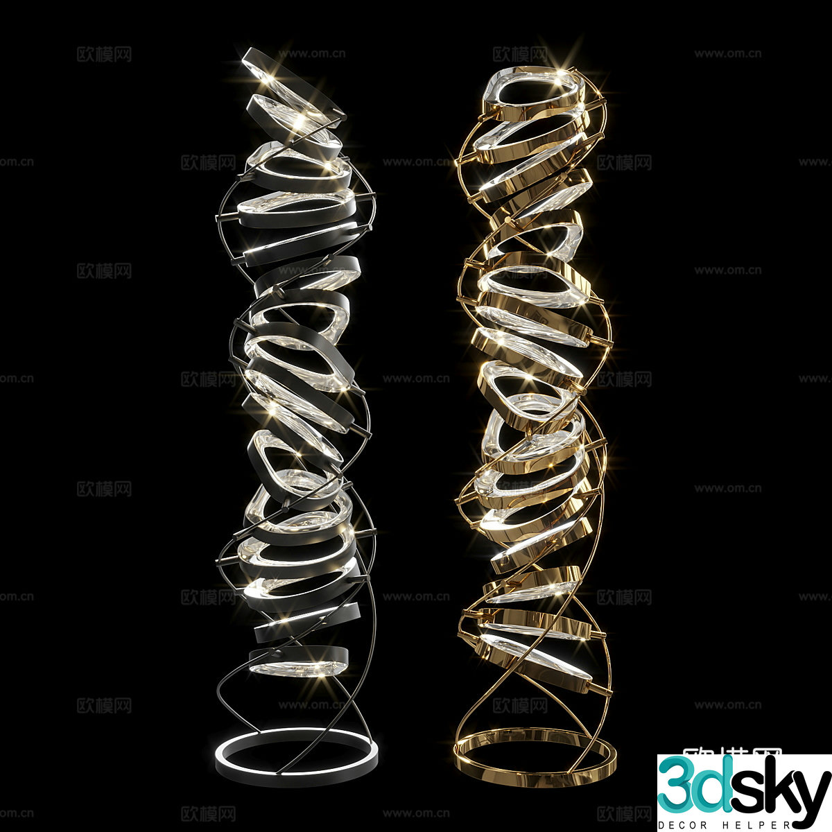 Modern Italian light luxury metal decorative floor lamp 3d model