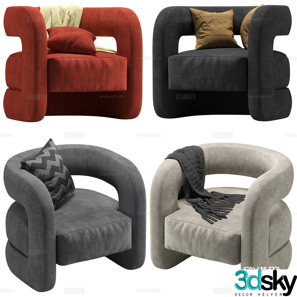 Modern Italian Kirby chair 3d model