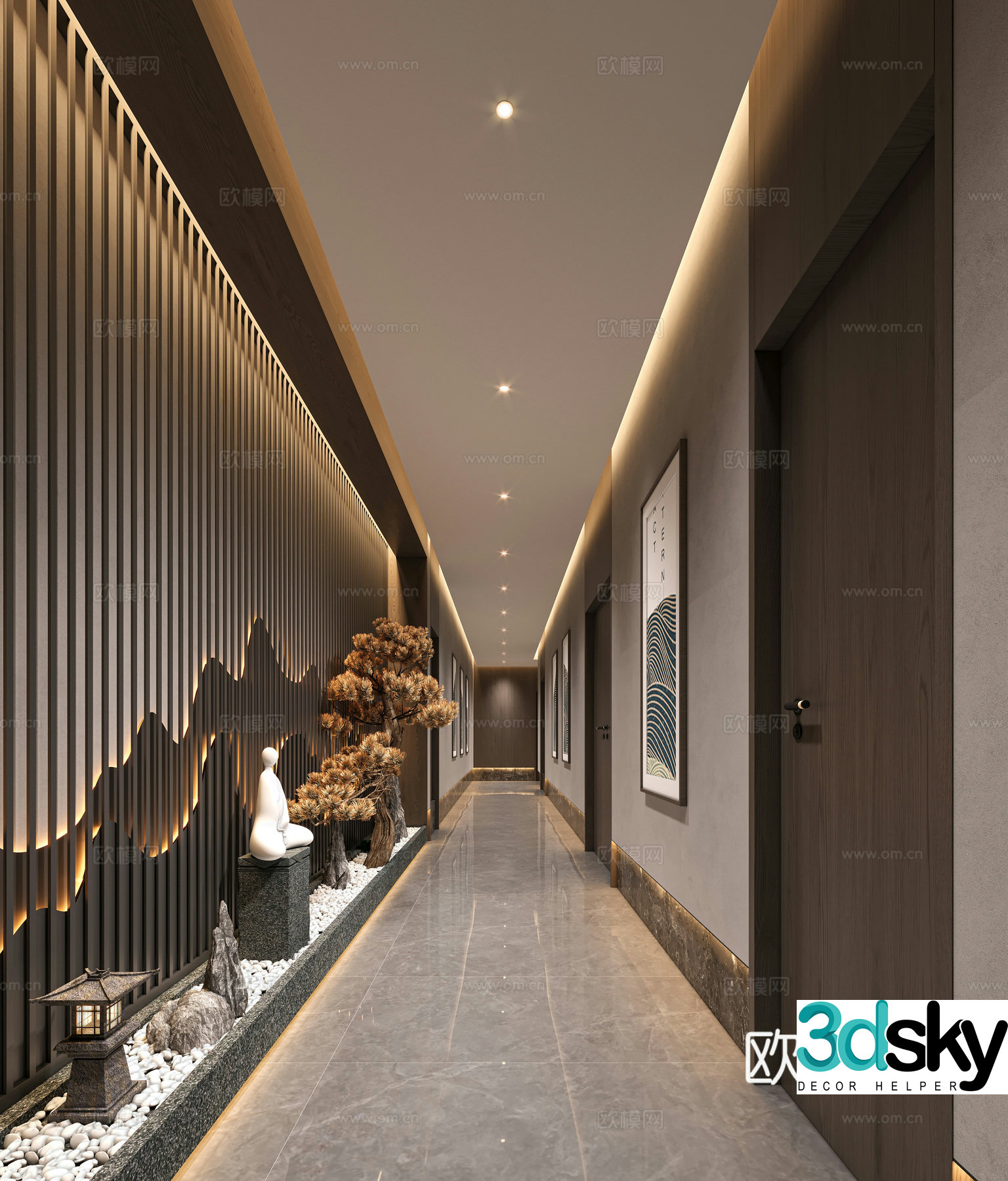New Chinese hotel aisle 3D model