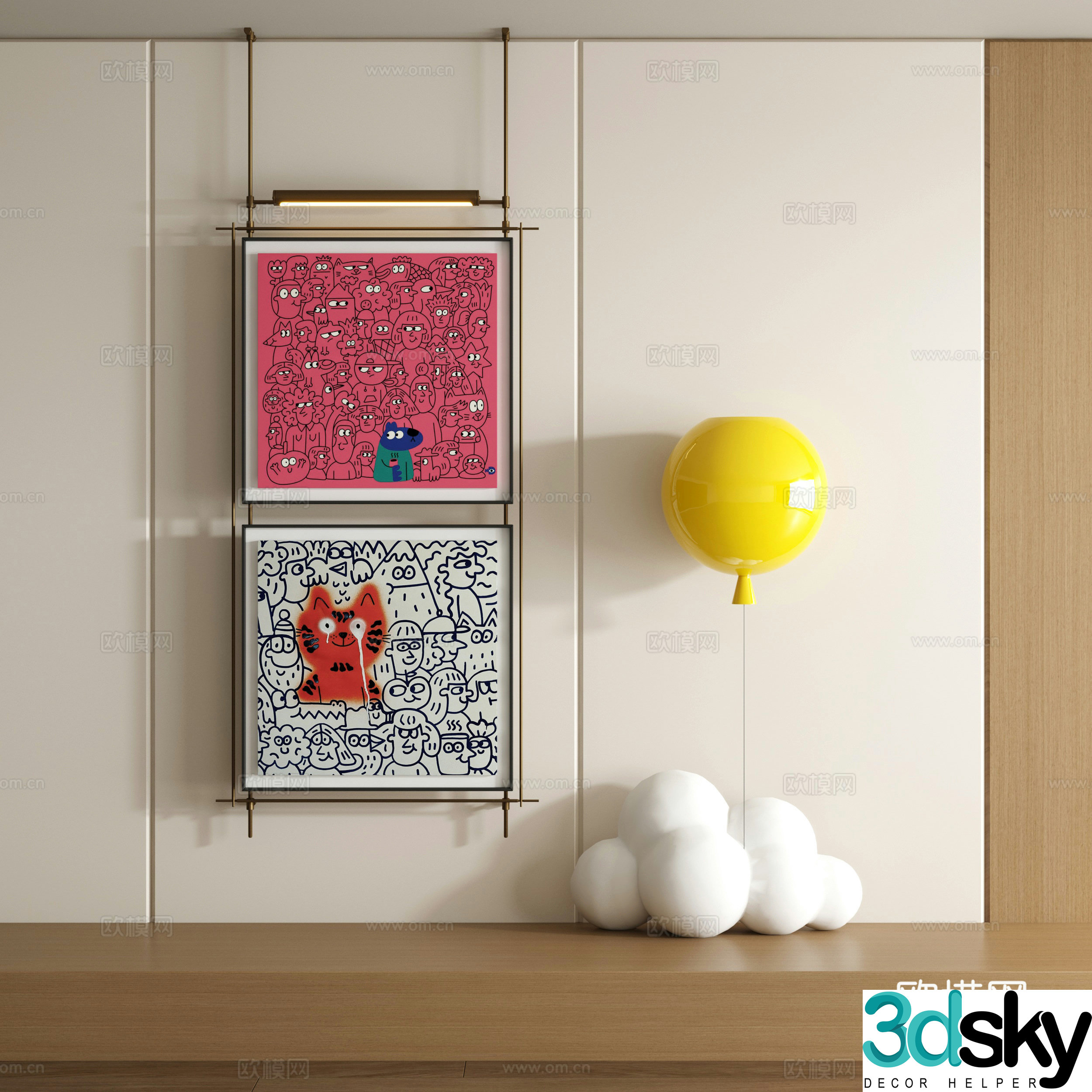 Modern graffiti decorative painting 3d model