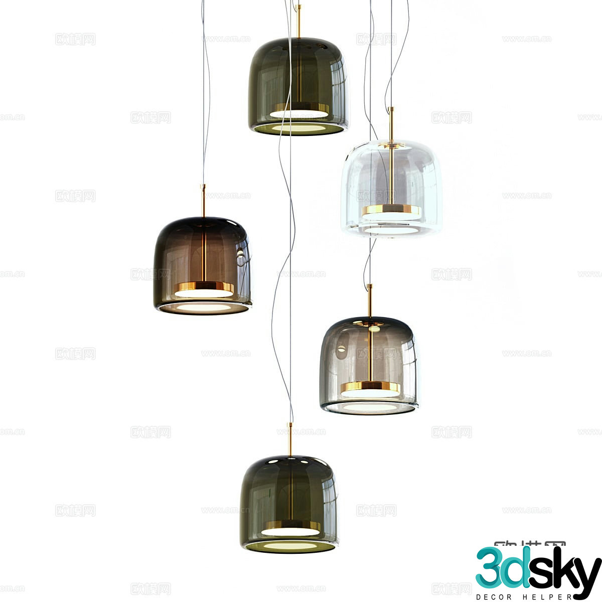 Modern light luxury decorative chandeliers 3d model