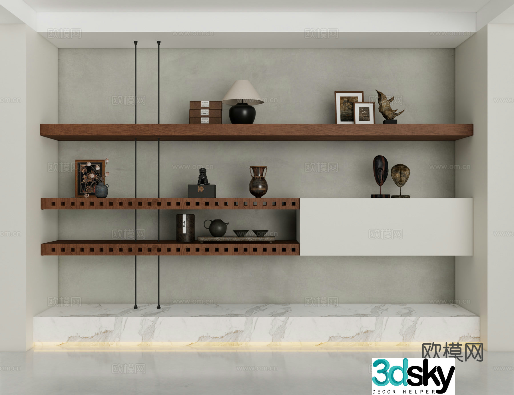 Modern bookshelf laminated bookshelf 3D model
