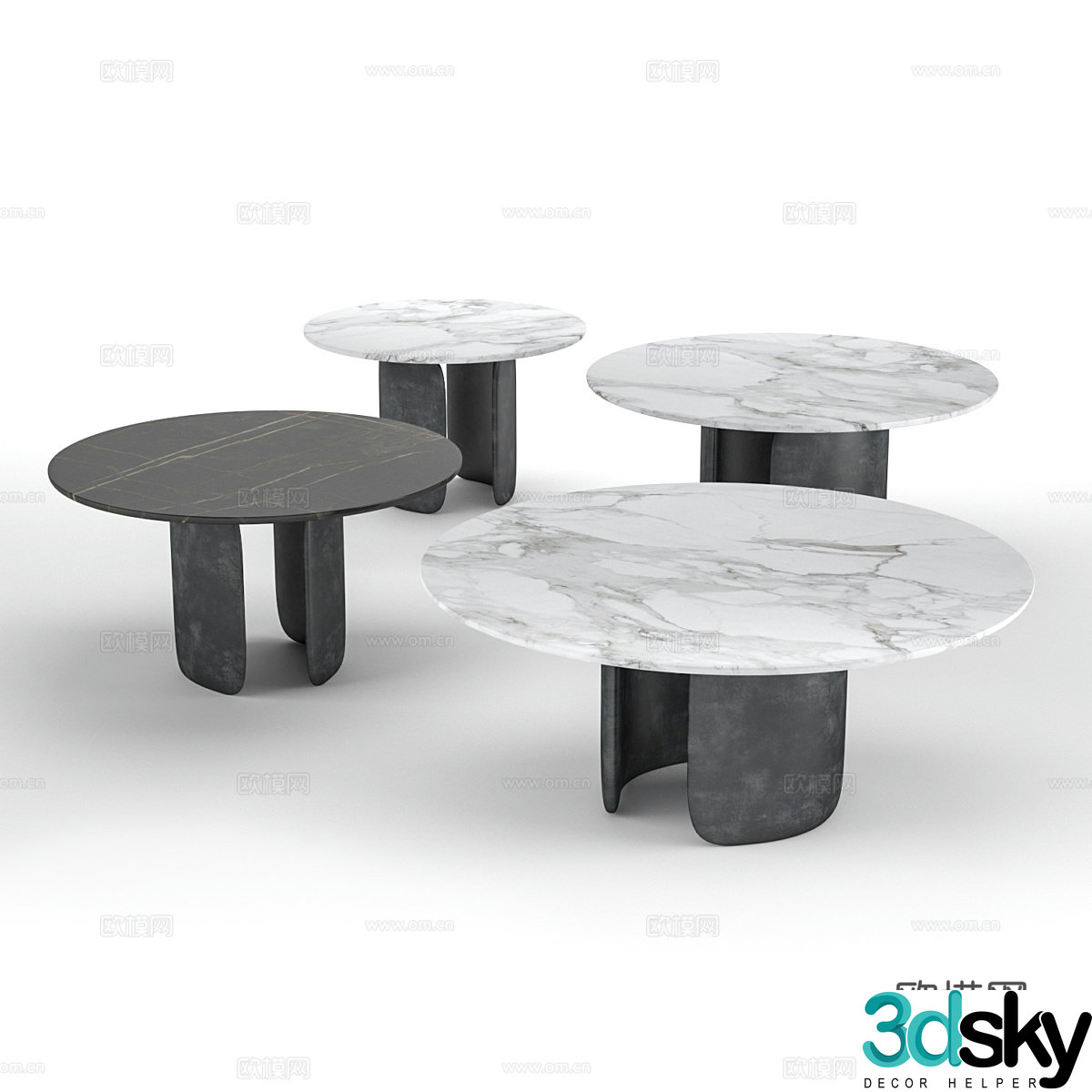 Modern Italian marble coffee table combination 3D model