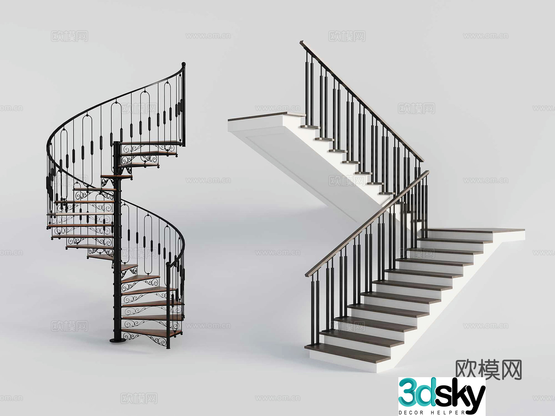 Iron stairs arc stairs suspended stairs 3d model