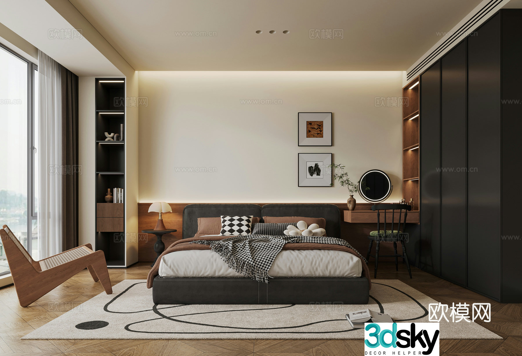 Middle-aged bedroom 3d model