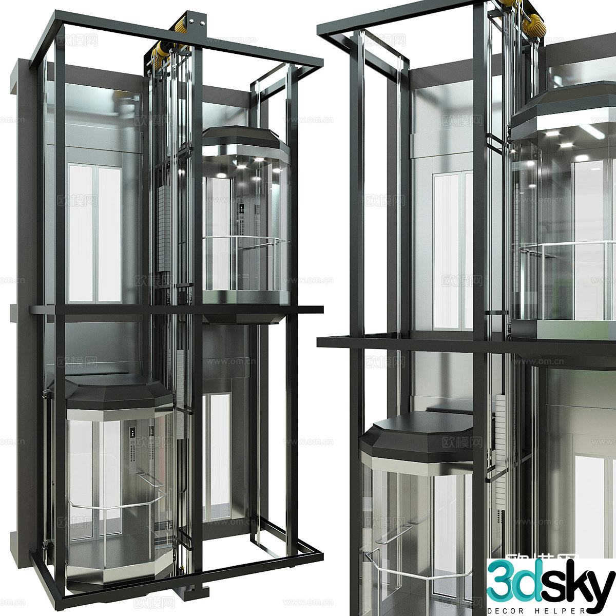 Sightseeing elevator glass elevator 3d model