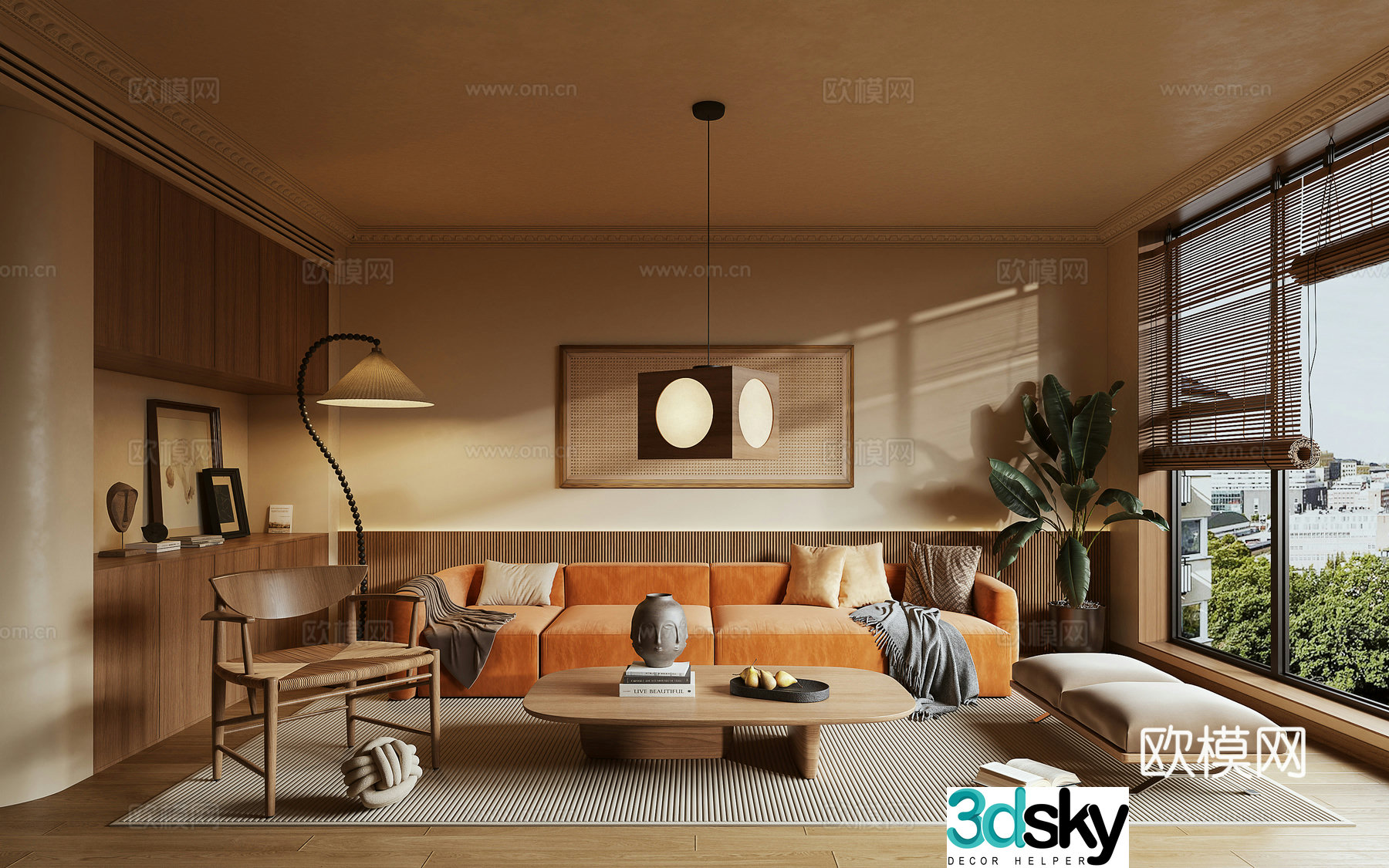 Log Wind Living Room 3D Model
