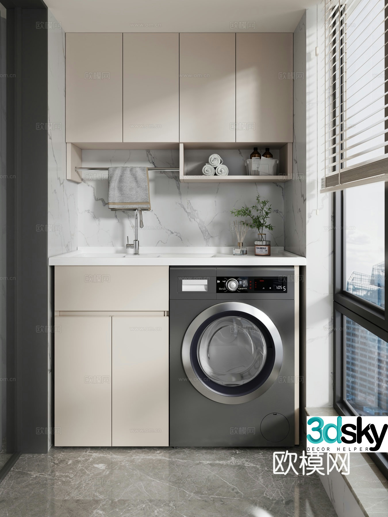 Balcony cabinet Balcony washing machine 3d model