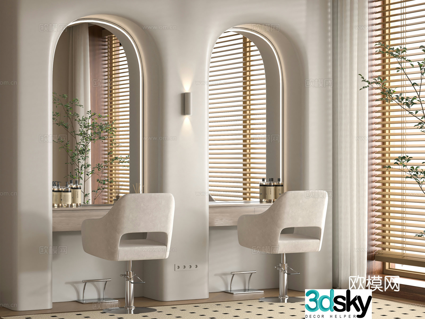 Modern barber shop 3d model