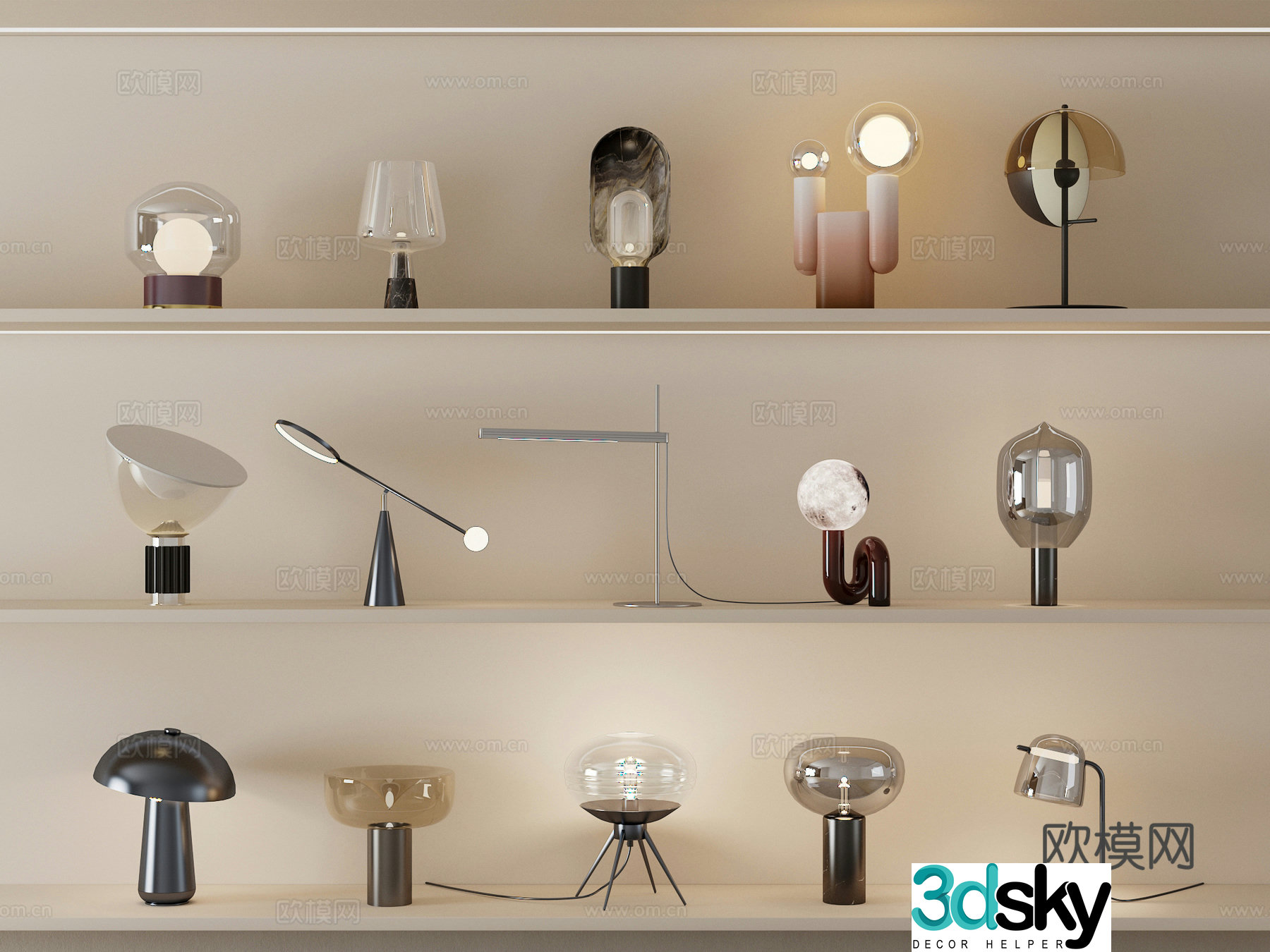 Modern desk lamp Art desk lamp Special-shaped desk lamp Glass desk lamp Metal desk lamp 3D model