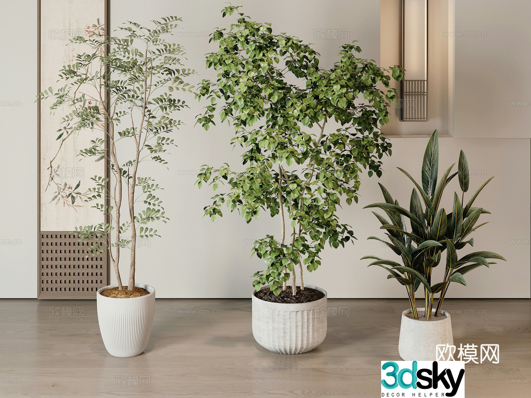Modern green plant potted 3D model