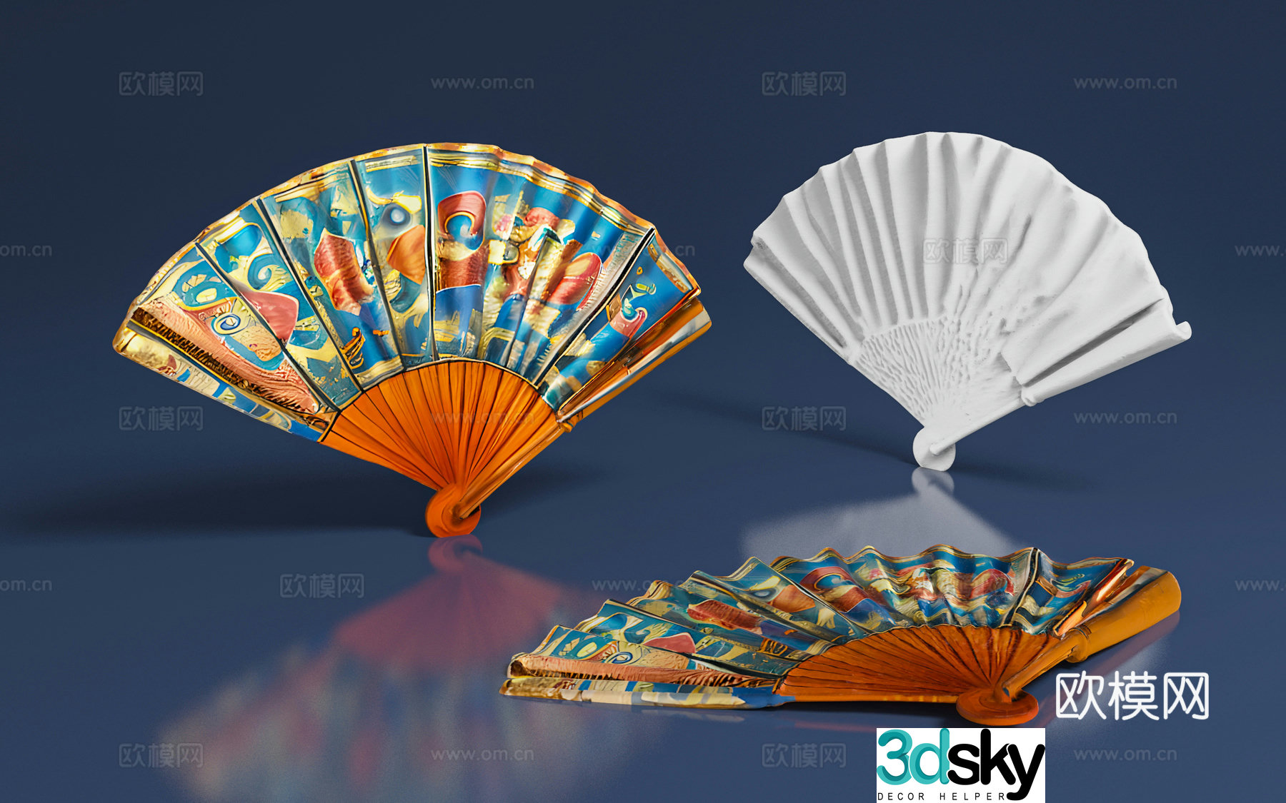 Fan Painting Fan Folding Fan Chinese Ornaments Props Decoration Atmosphere Beauty Style 3D Model