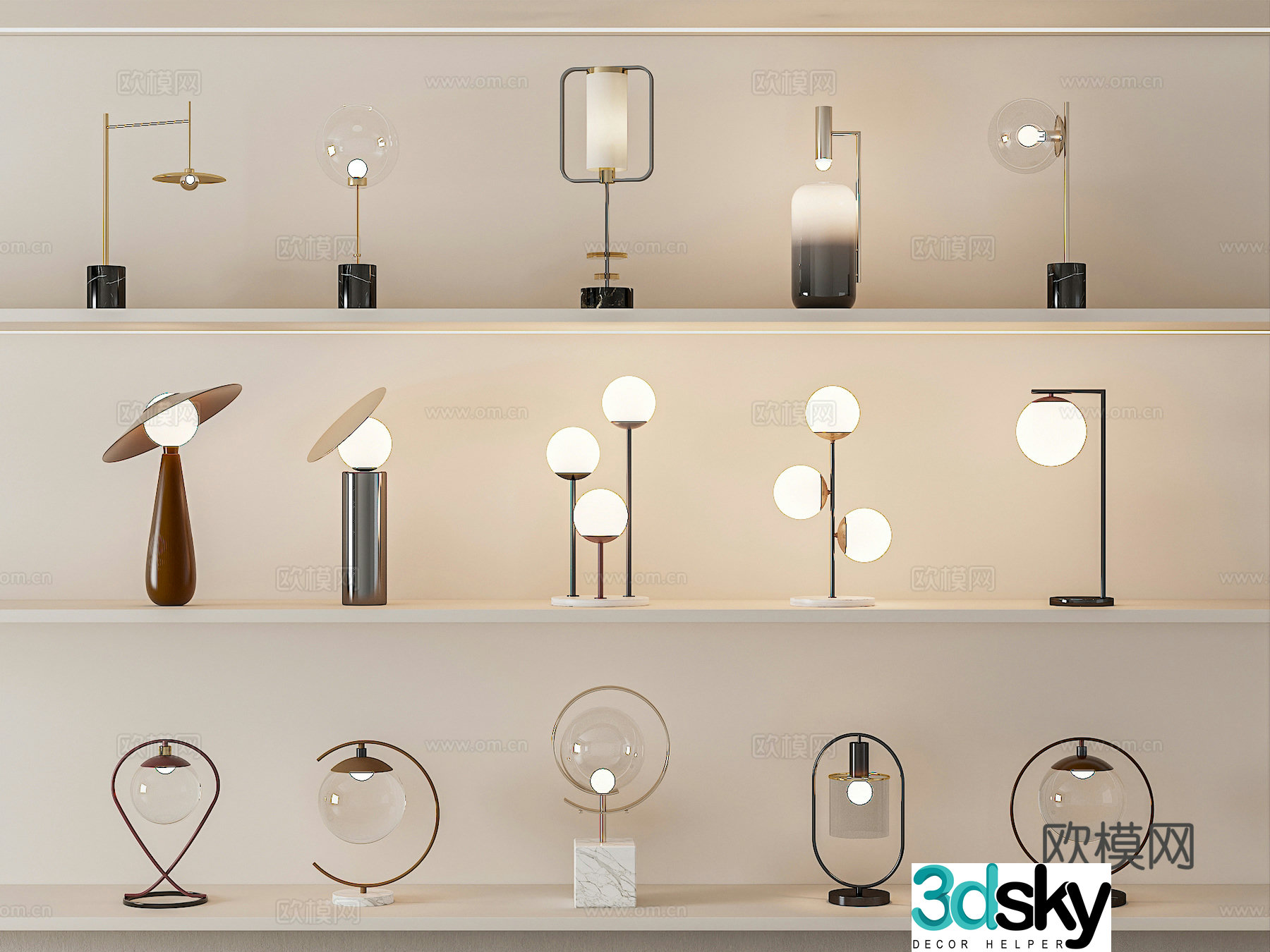 Modern desk lamp Art desk lamp Special-shaped desk lamp Glass desk lamp Metal desk lamp 3D model