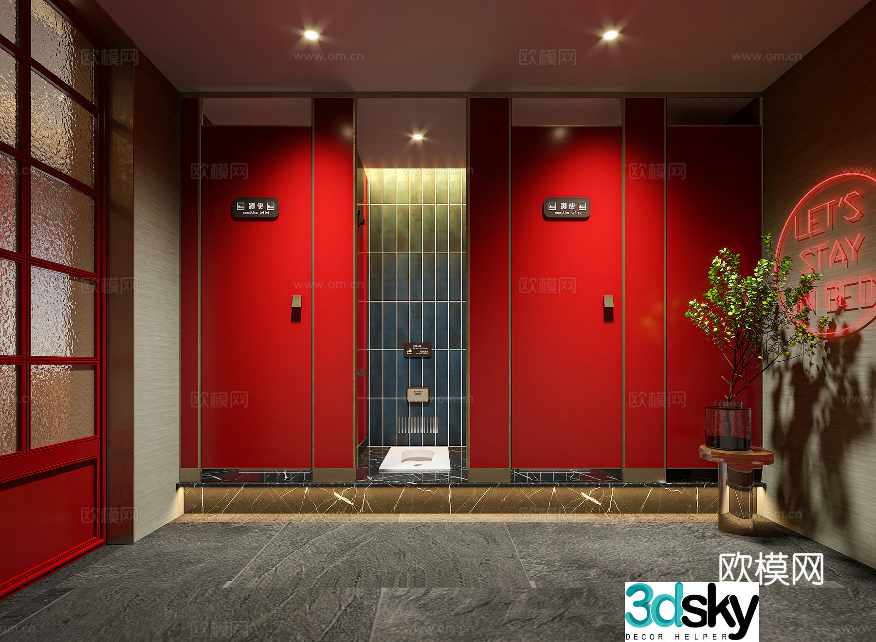 Modern public bathroom 3d model