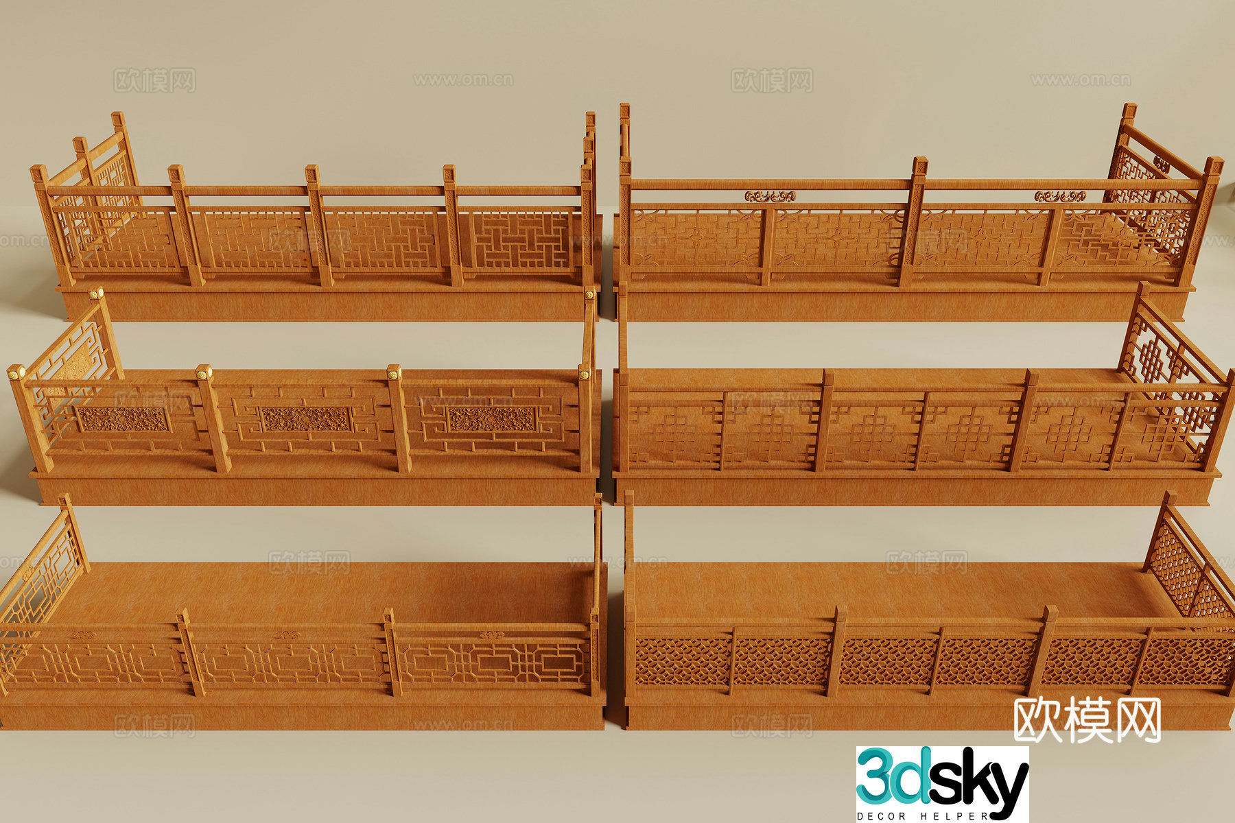 Chinese railing 3D model