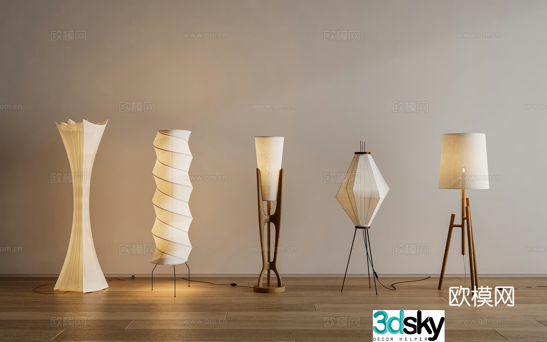 New Chinese style Chinese floor lamp Wasabi Middle Age floor lamp 3D model