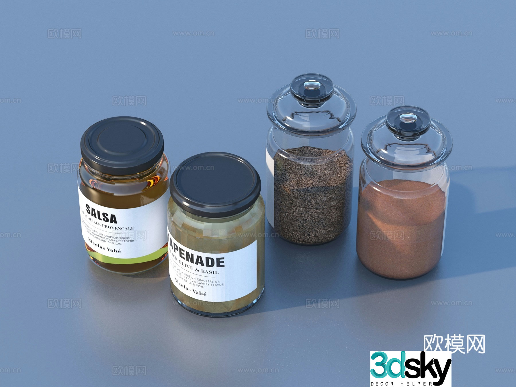 Canned glass jar sugar flour 3d model