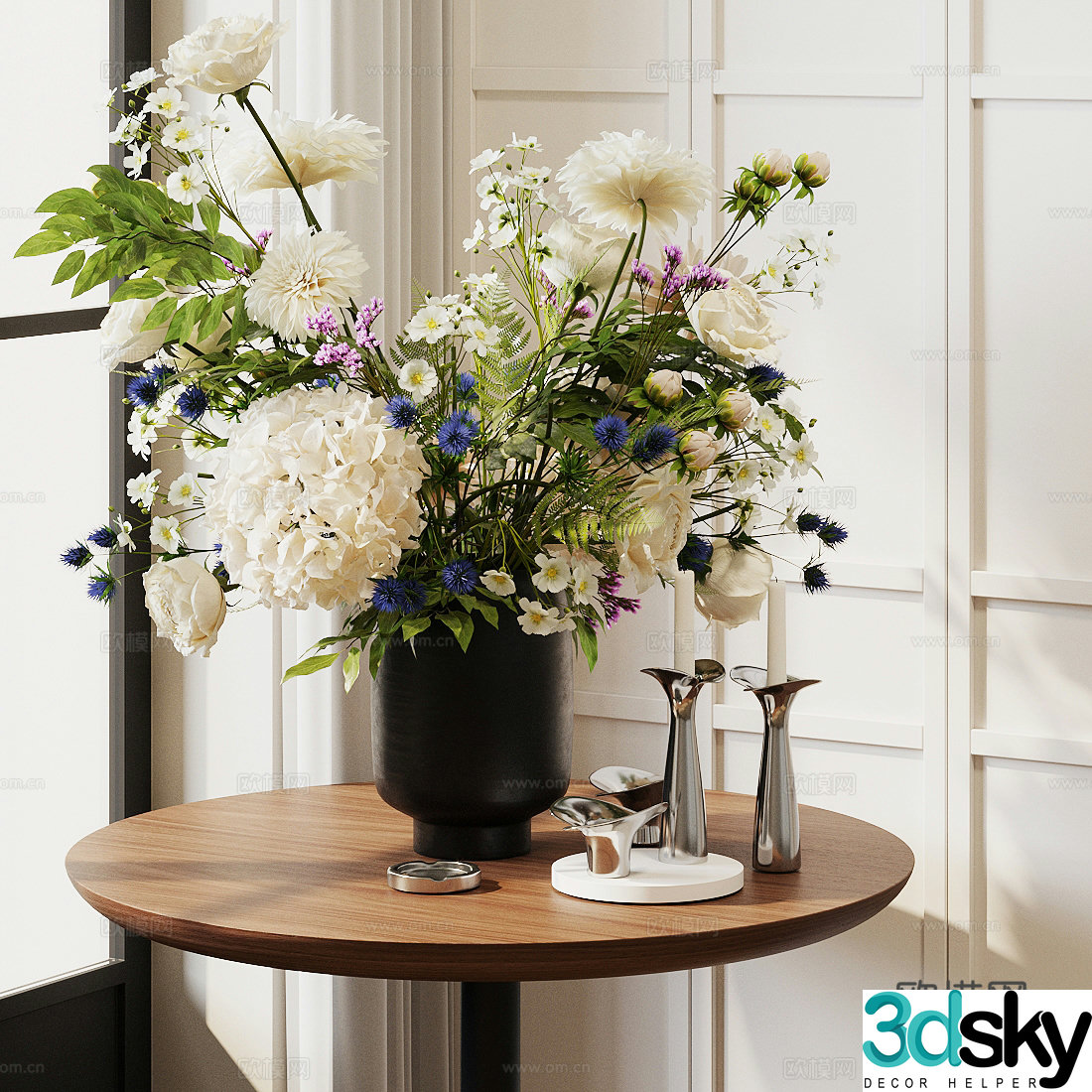 Modern flower art flower art fake flower immortal flower dining table flower art ornaments hotel lobby flower art 3D model