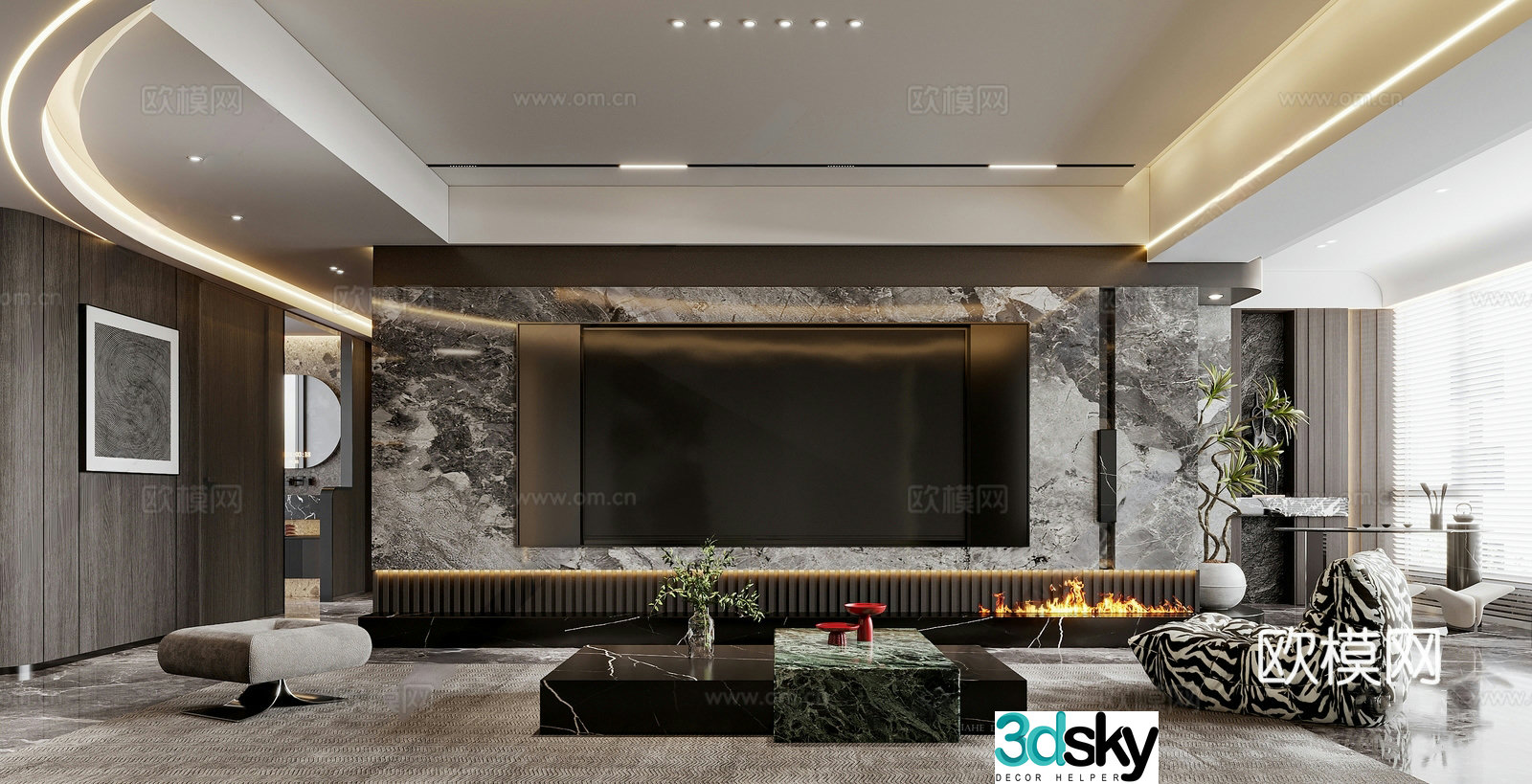 Modern living room large flat floor living room horizontal hall villa living room horizontal hall living room modern 3d model
