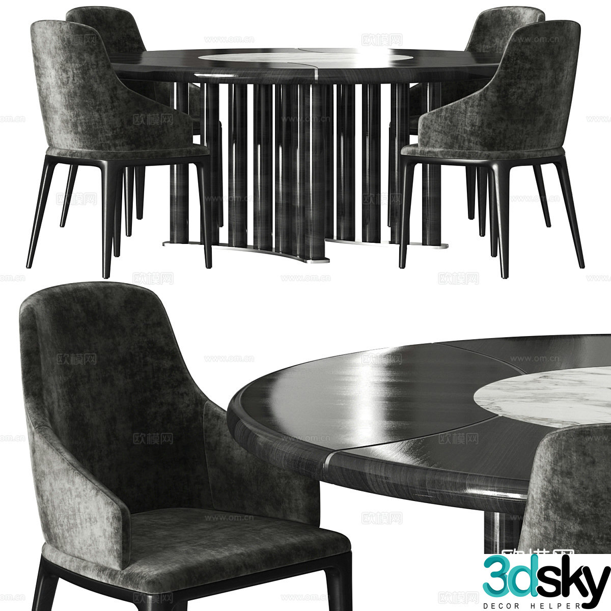 Opera Contemporary Oliver Round Table and 3D Model