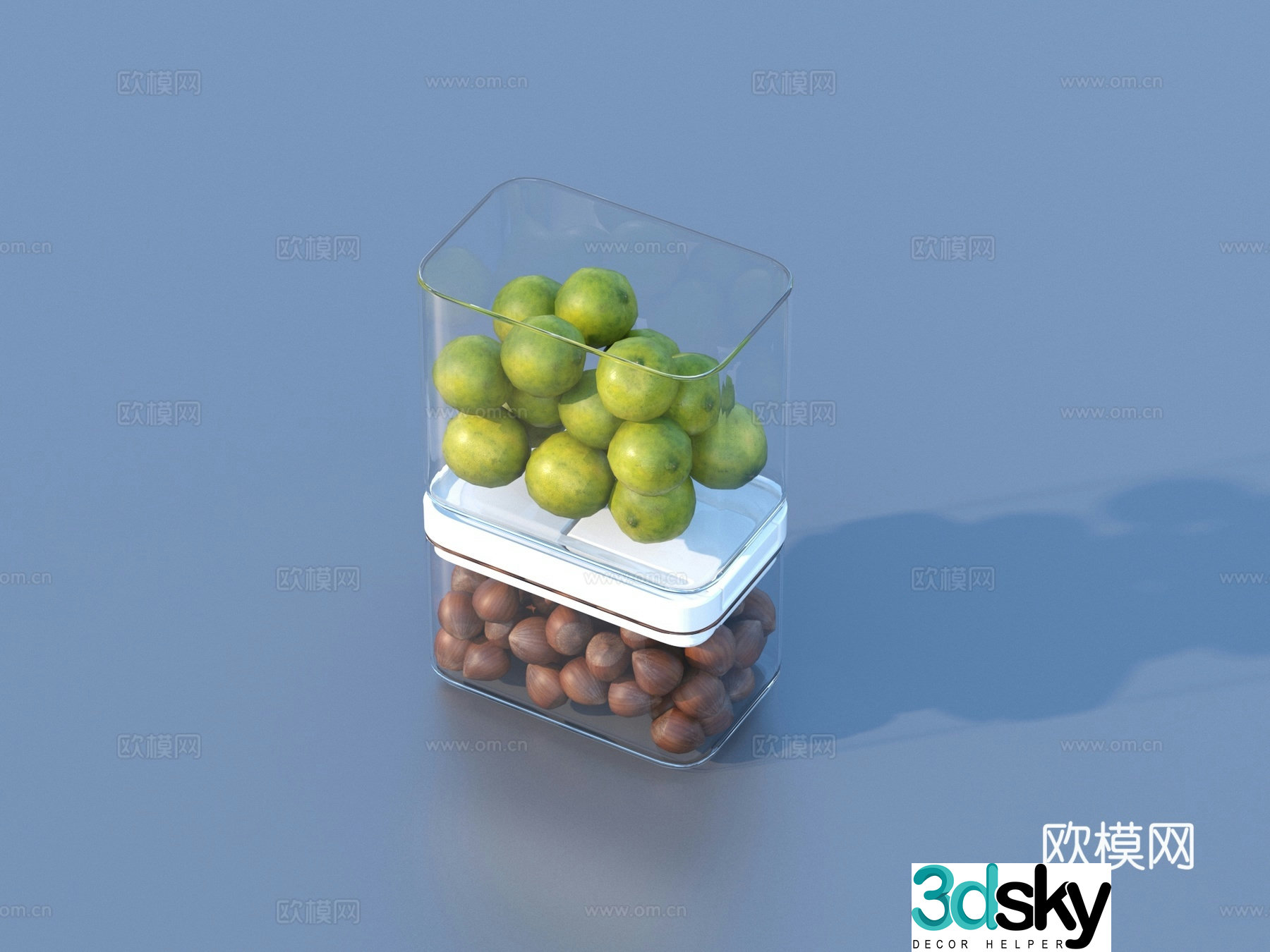 Canned snacks Glass jar Casual snacks Dried fruits Almonds Candy 3D model