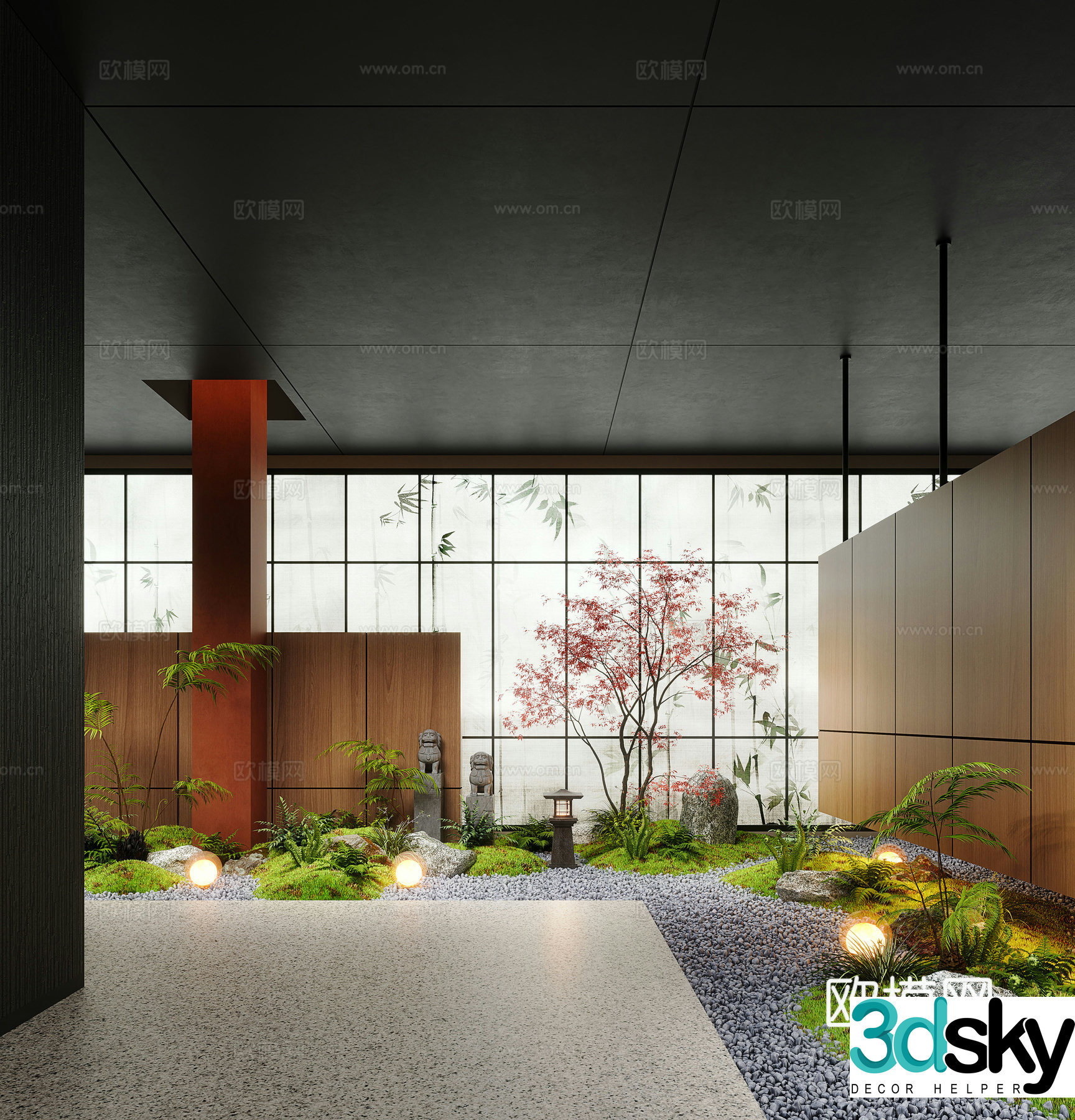 Modern aisle Interior Landscape Landscape Aisle Landscape 3D Model