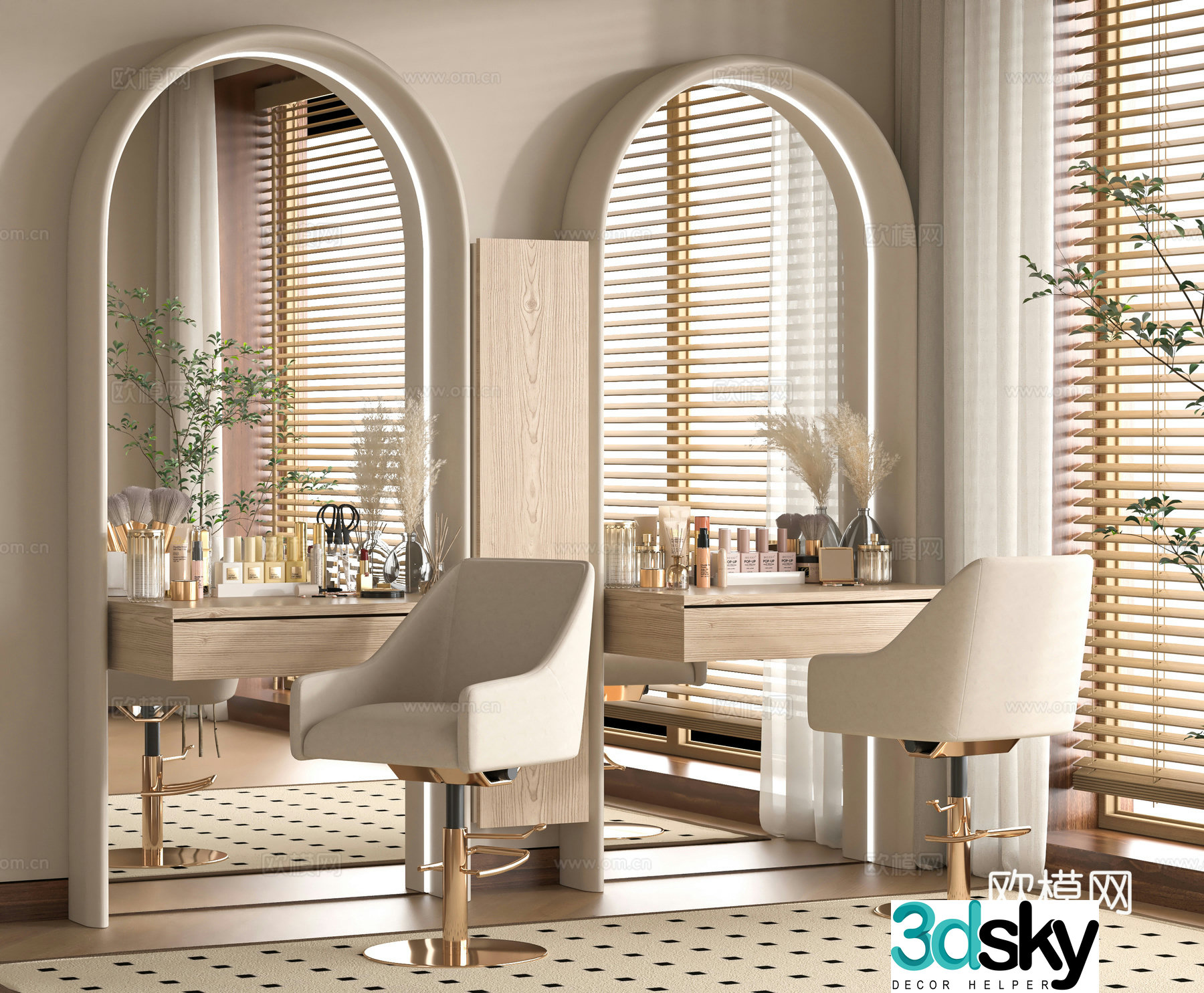 Modern barber shop 3d model